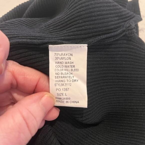 NEW Hera Collections Bodycon Stretchy Sexy Ribbed Black Dress Large - Picture 9 of 9